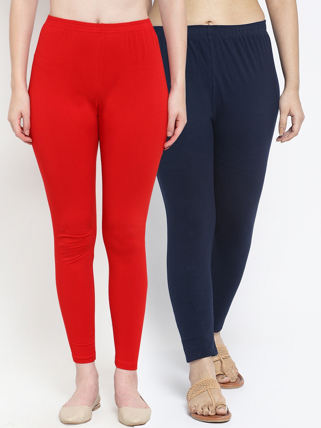 

Jinfo Women Pack Of 2 Solid Leggings, Red