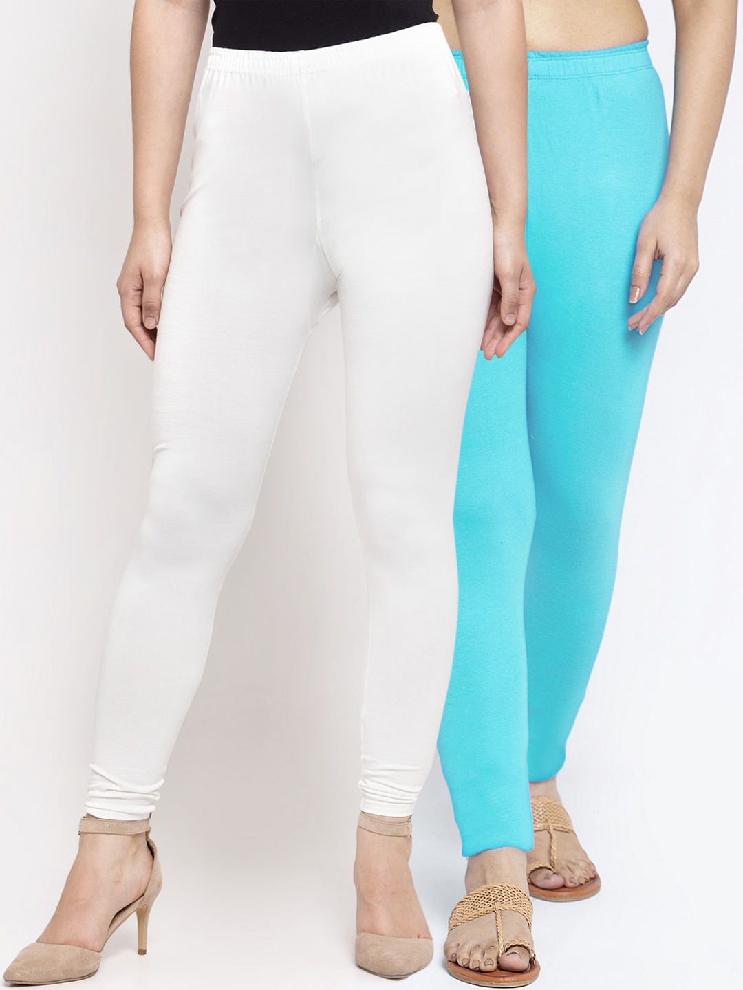 

Jinfo Women Pack Of 2 Solid Ankle-Length Leggings, White