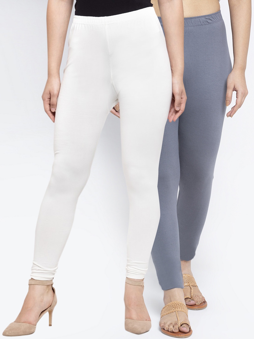 

Jinfo Women Pack Of 2 Solid Leggings, White