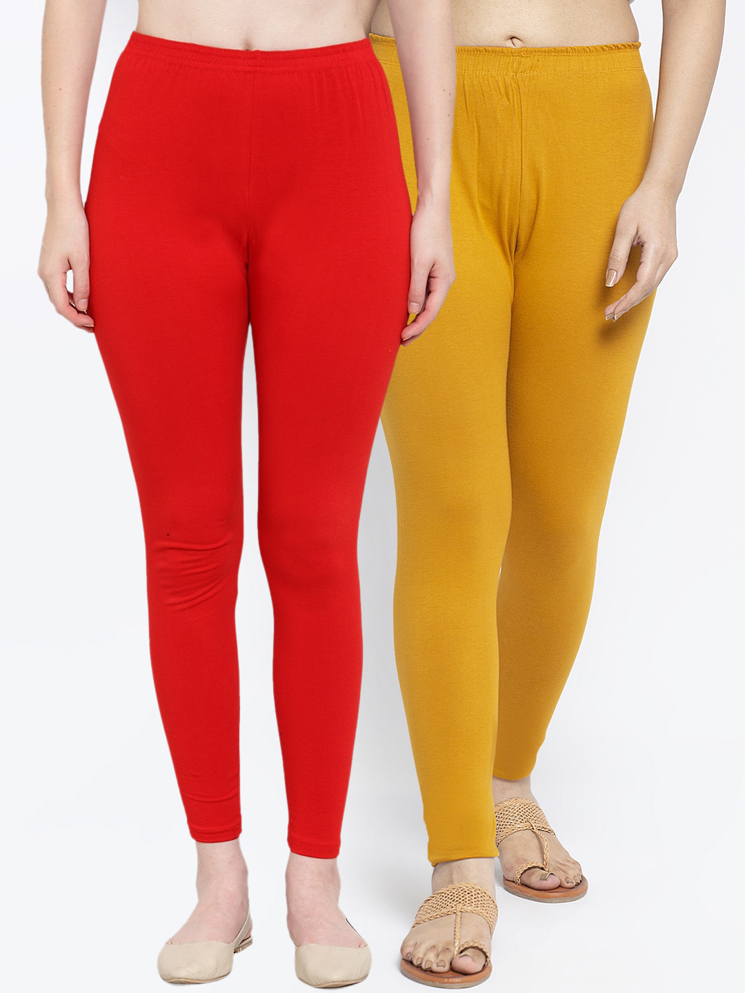 

Jinfo Women Pack of 2 Solid Leggings, Red