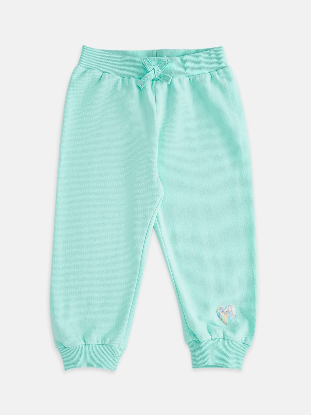 

Pantaloons Baby Infant Girls Teal Green Solid Cotton Joggers