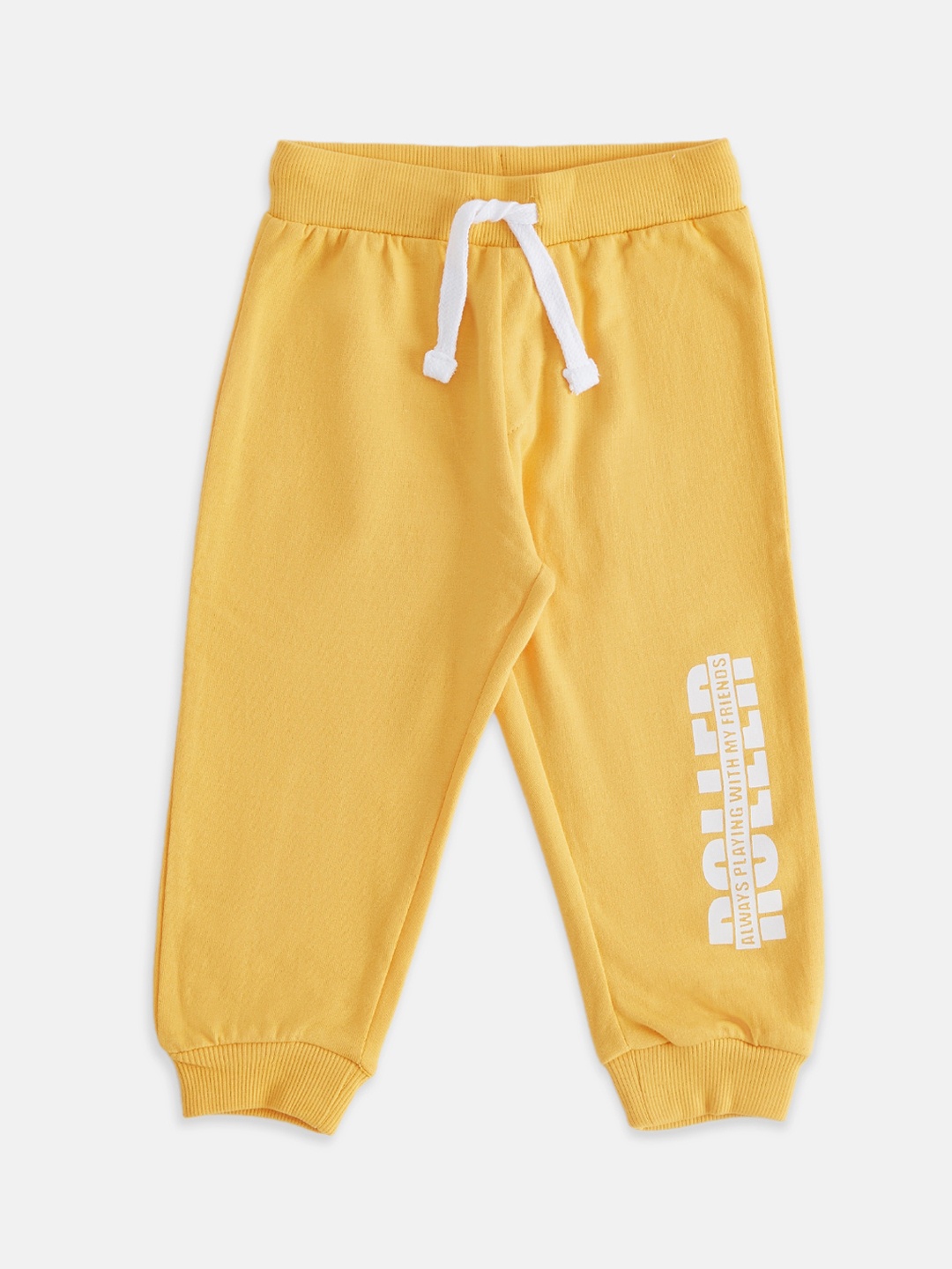 

Pantaloons Baby Boys Yellow Solid Cotton Track Pants