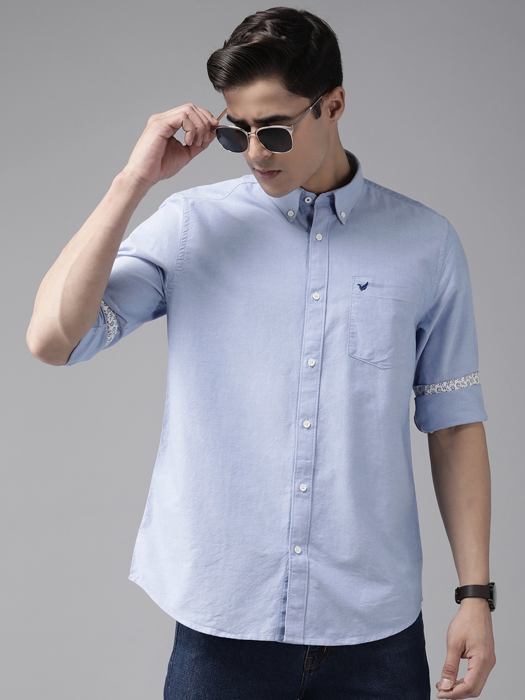 

Blackberrys Men Cotton Casuale Slim Fit Casual Shirt, Blue