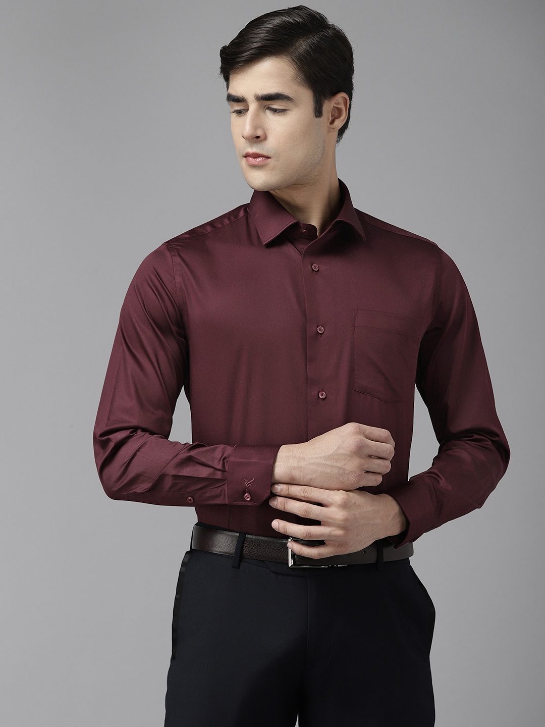 

Blackberrys Men Maroon Pure Cotton Slim Fit Formal Shirt