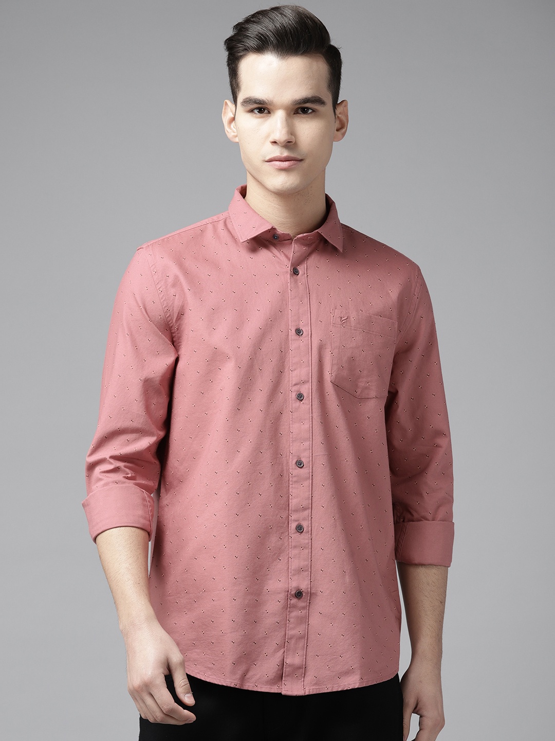 

Blackberrys Printed Pure Cotton Slim Fit Casual Shirt, Rose