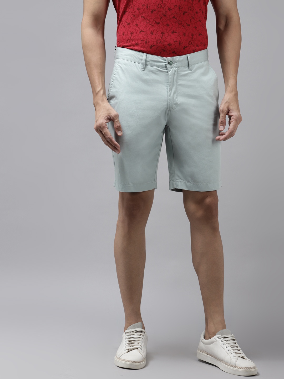 

Blackberrys Men Blue Pure Cotton Slim Fit Low-Rise Chino Shorts
