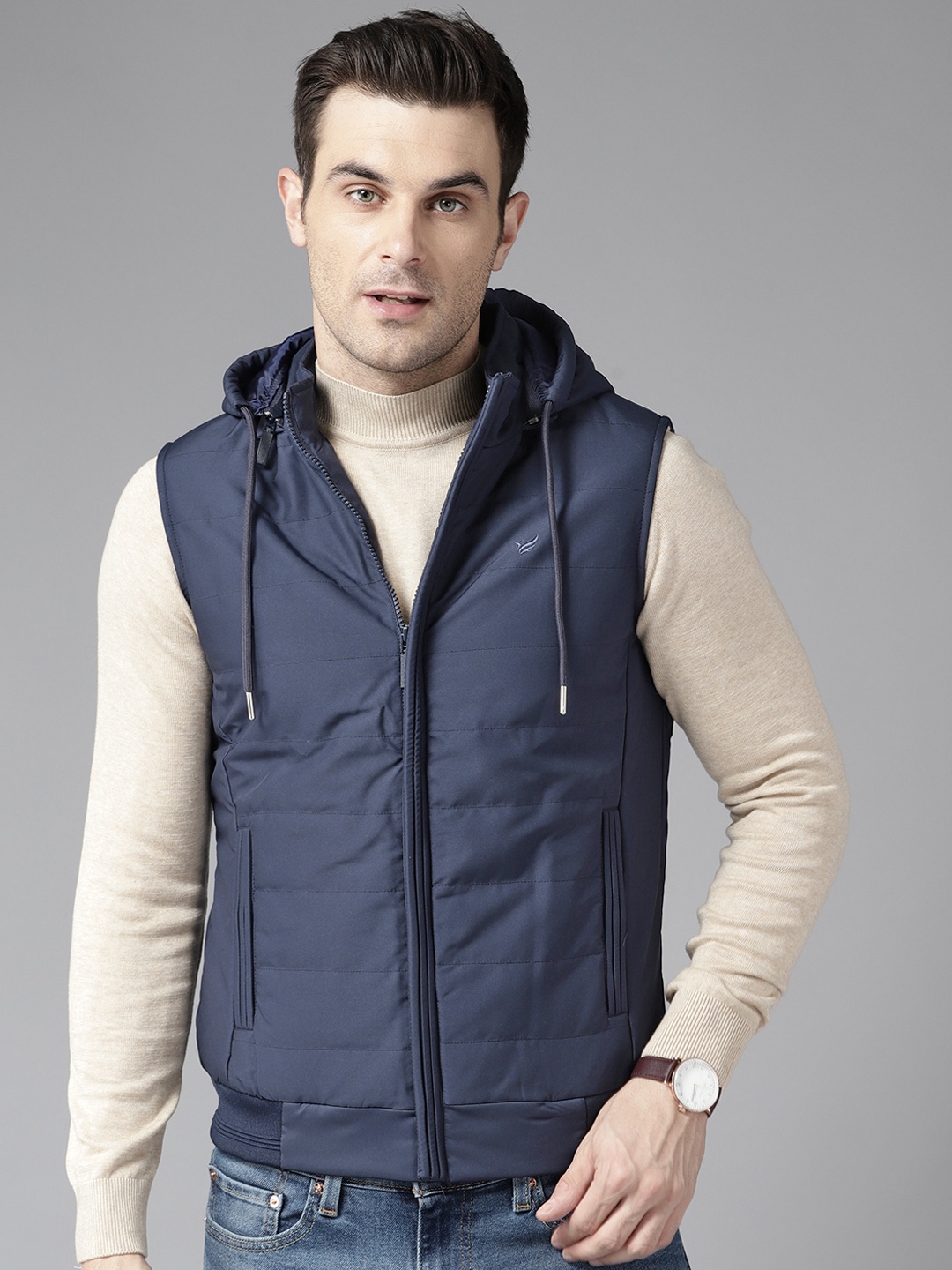 

Blackberrys Bomber Jacket with Detachable Hood, Navy blue