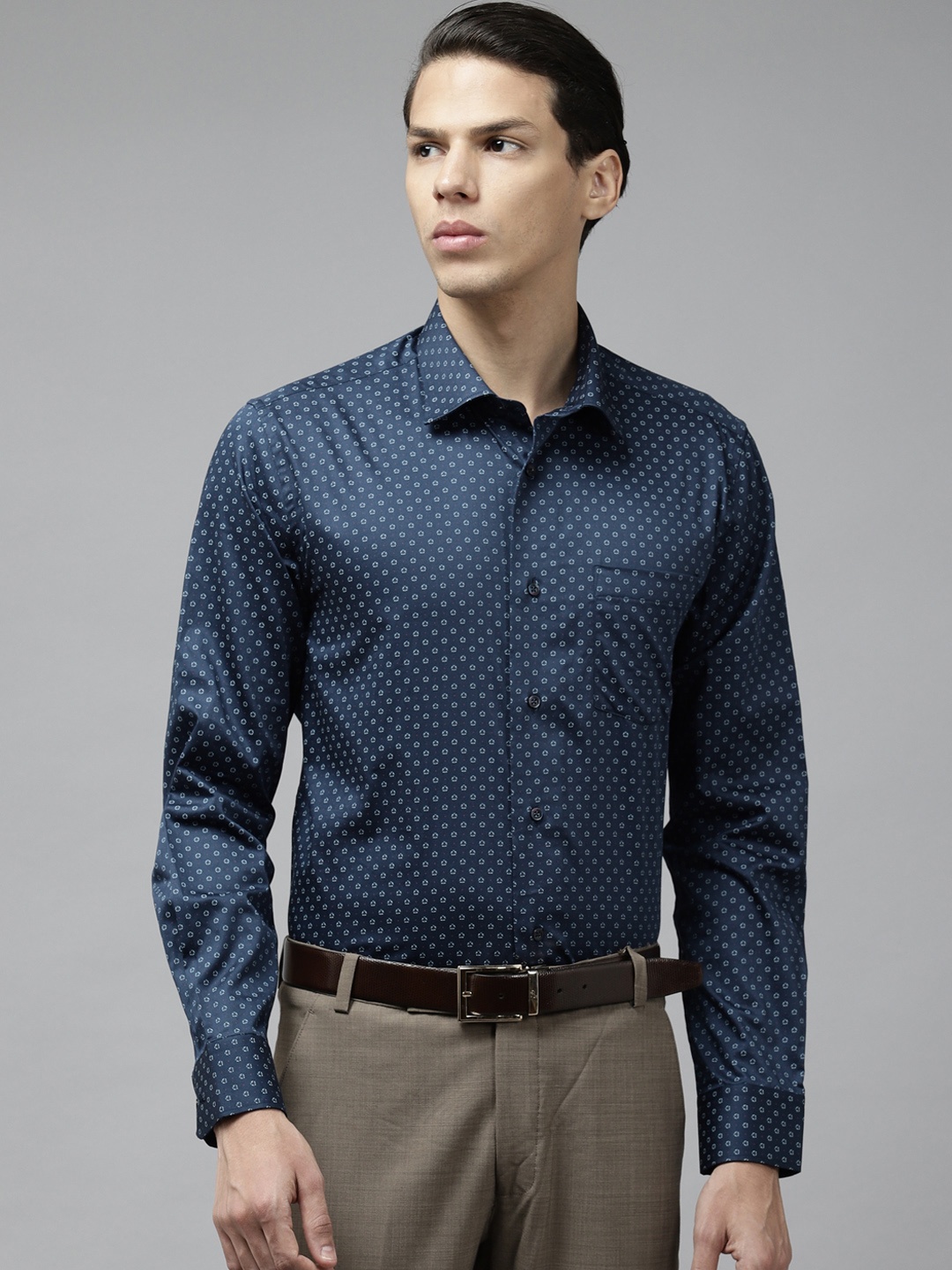 

Blackberrys Men Navy Blue Slim Fit Printed Formal Shirt