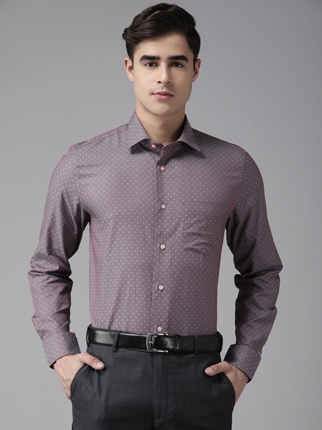 

Blackberrys Geometric Printed Slim Fit Formal Shirt, Purple