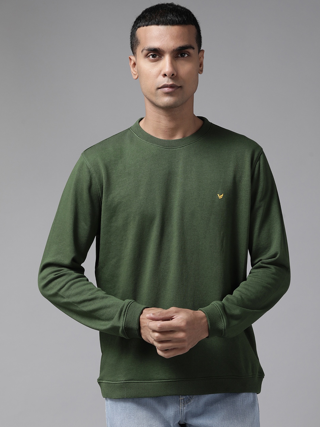 

Blackberrys Men Olive Green Solid Sweatshirt
