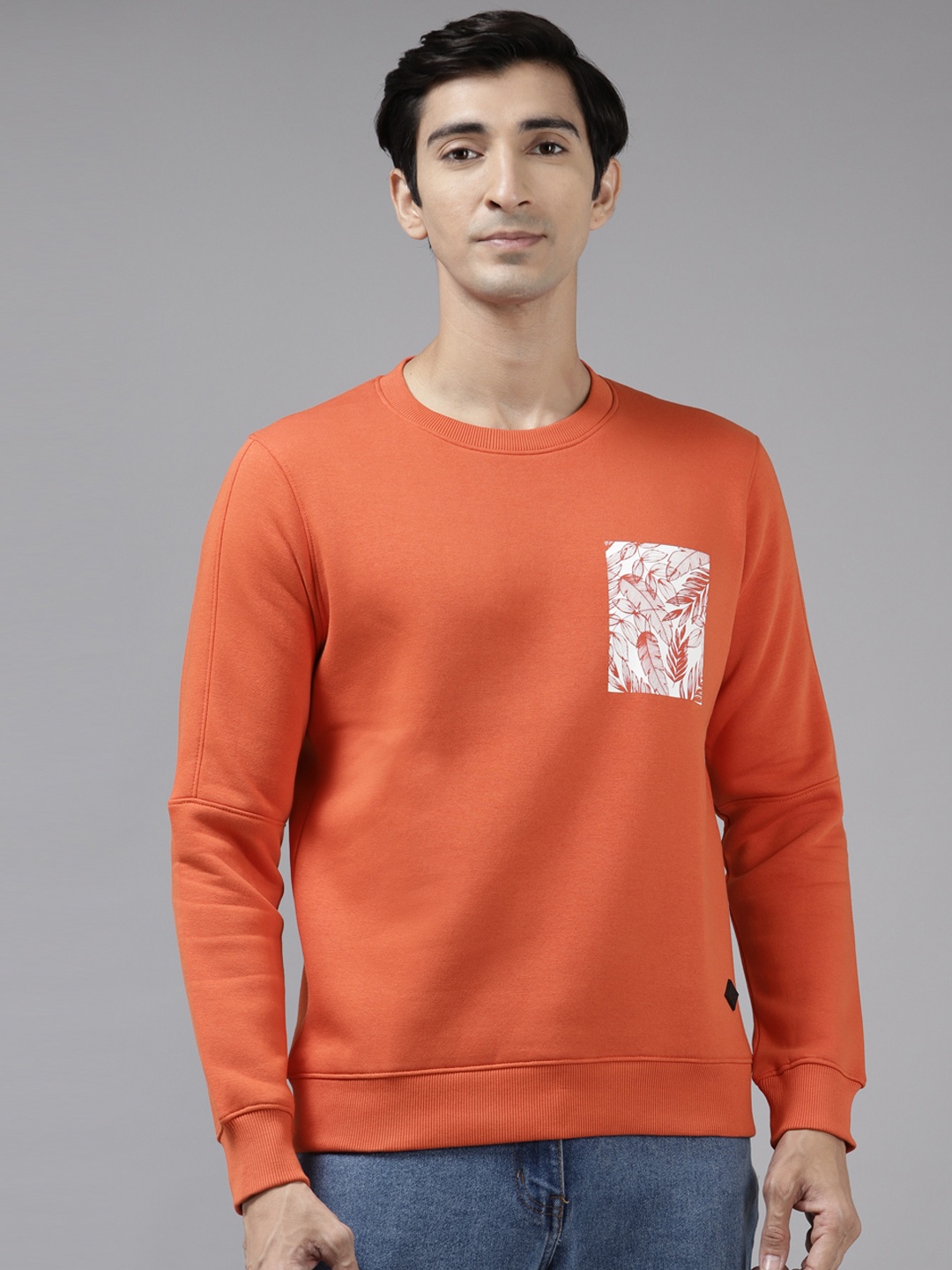 

Blackberrys Men Orange Floral Printed Sweatshirt