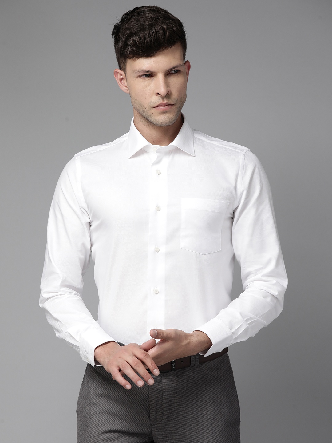 

Blackberrys Men White Pure Cotton Slim Fit Formal Shirt