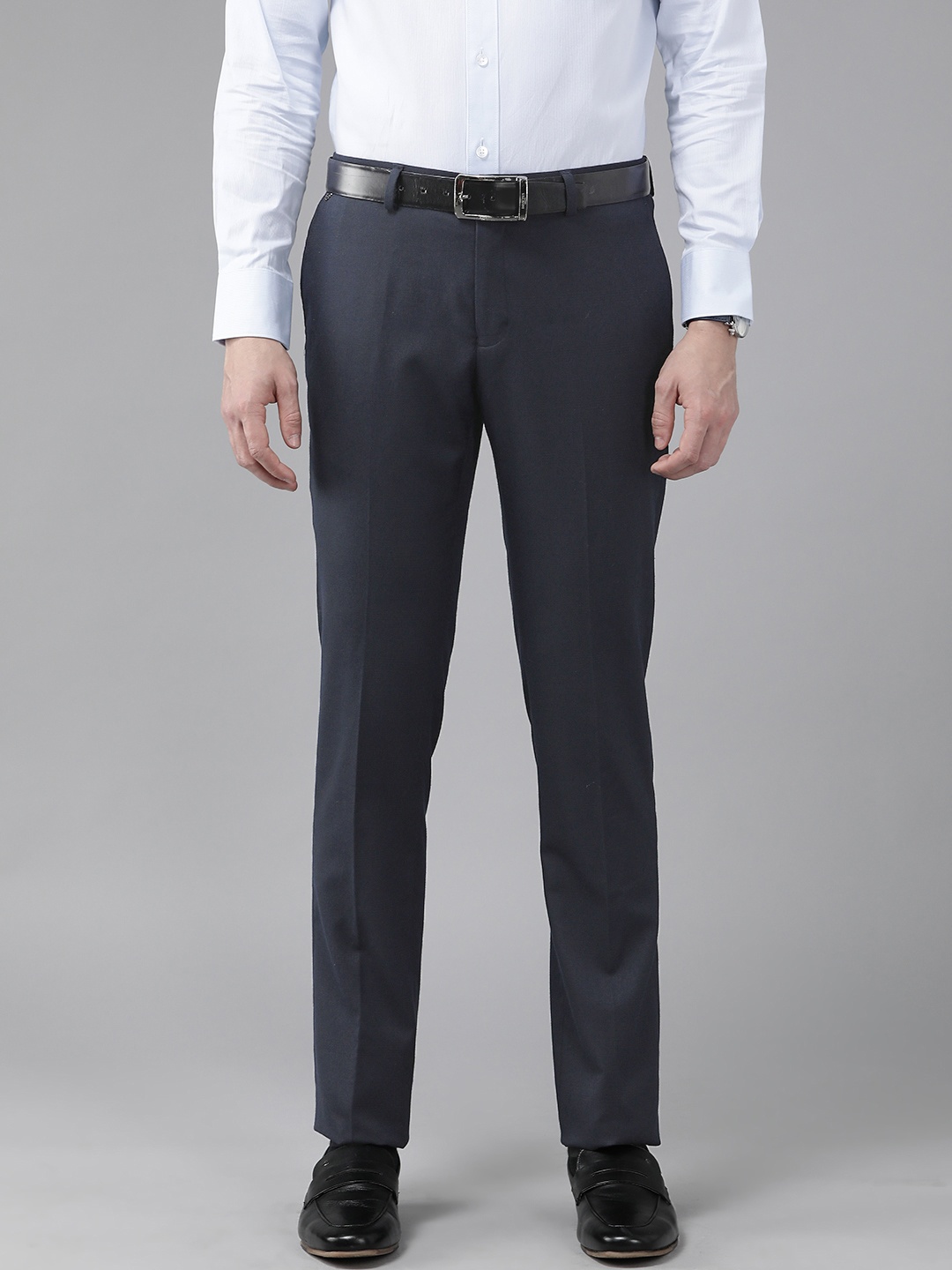 

Blackberrys Men Checked Slim Fit Trousers, Navy blue
