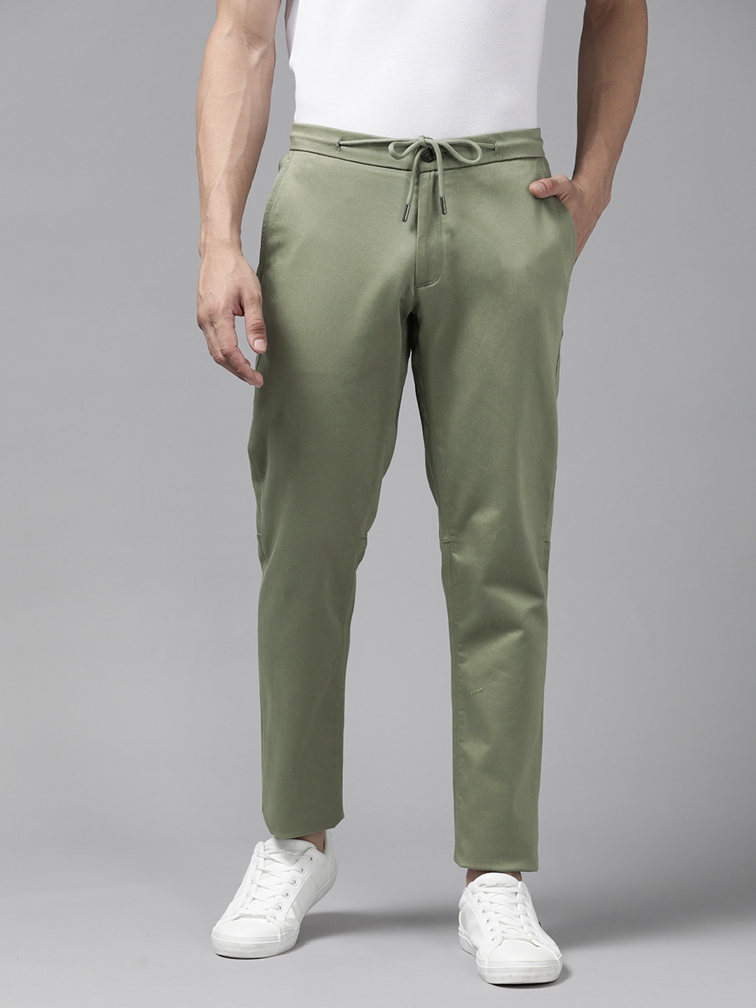 

Blackberrys Men Olive Green Phoenix Slim Fit Trousers