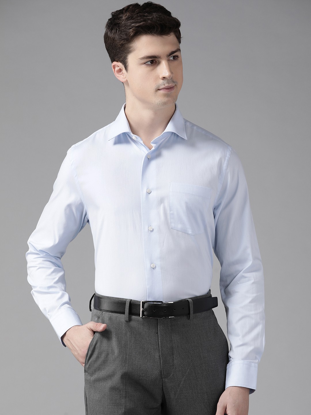 

Blackberrys Men Blue Pure Cotton Slim Fit Formal Shirt
