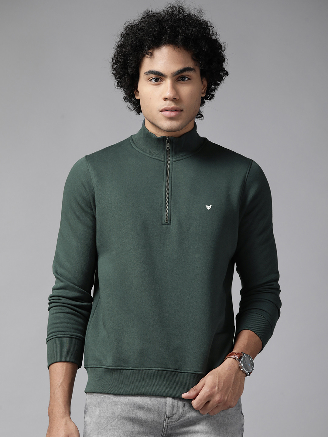 

Blackberrys Men Green Solid Sweatshirt