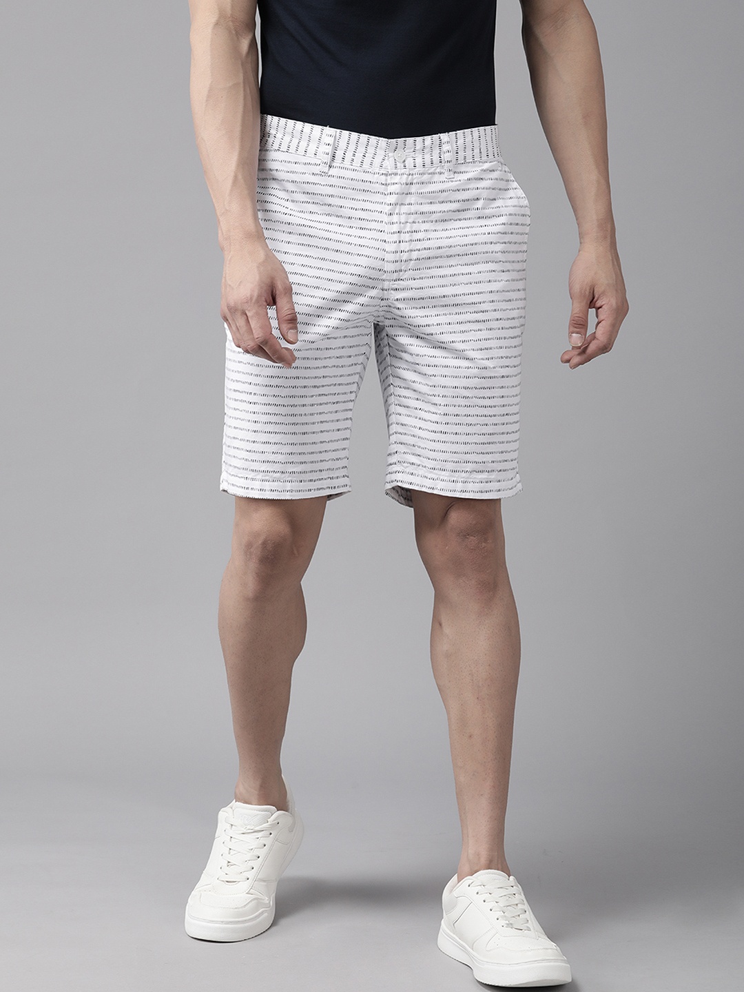 

Blackberrys Men Pure Cotton Printed Slim Fit Shorts, White