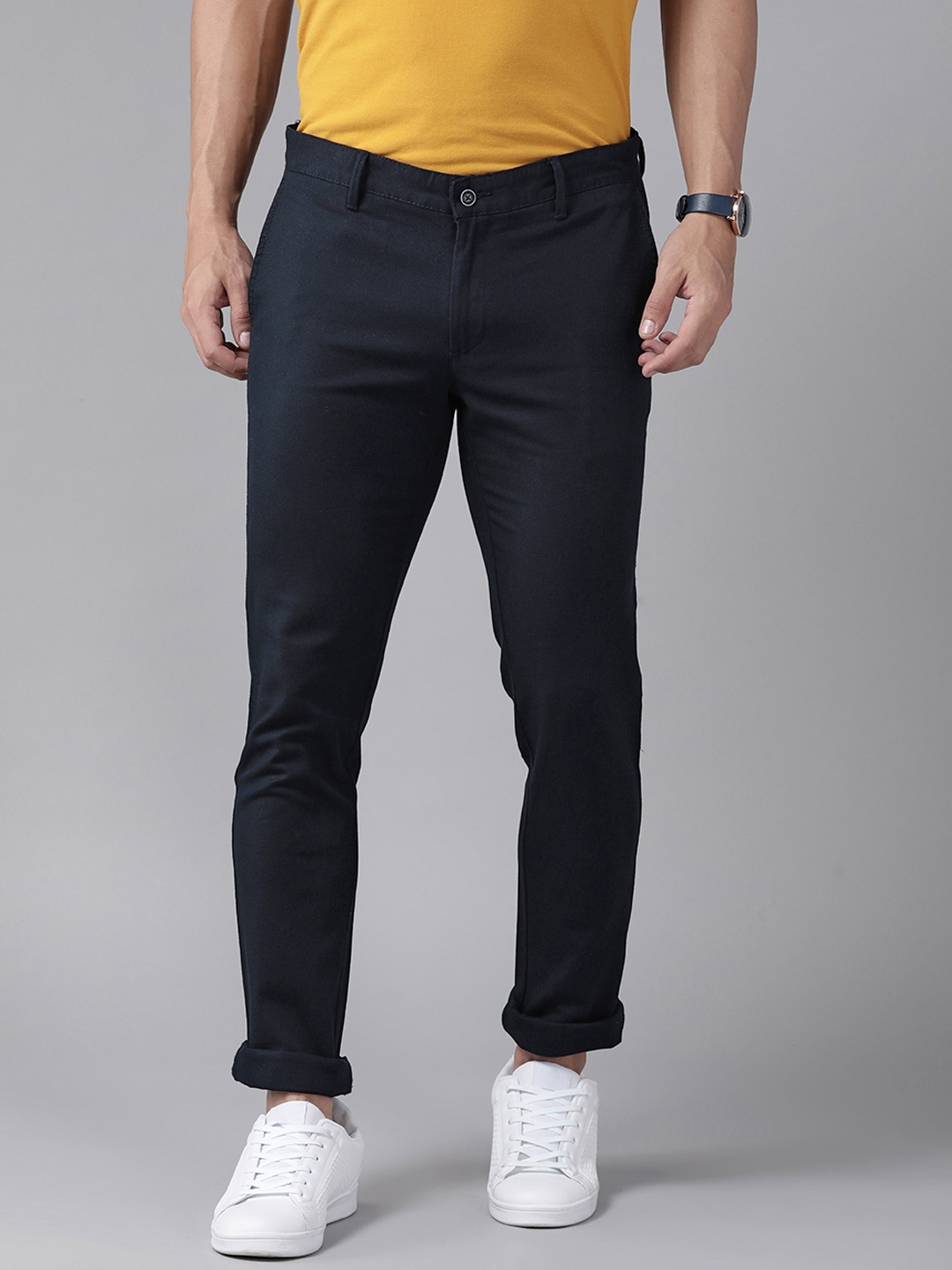 

Blackberrys Men Navy Blue Skinny Fit Chinos Trousers