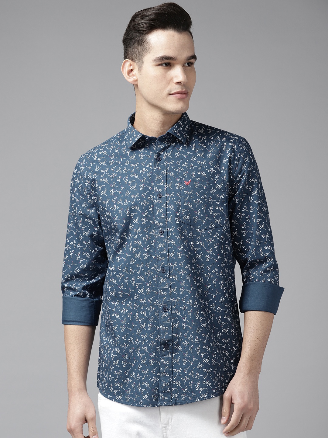 

Blackberrys Ethnic Motifs Print Pure Cotton Slim Fit Casual Shirt, Blue