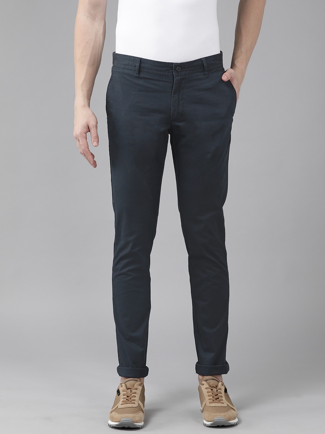 

Blackberrys Men Low-Rise Skinny Fit Trousers, Navy blue