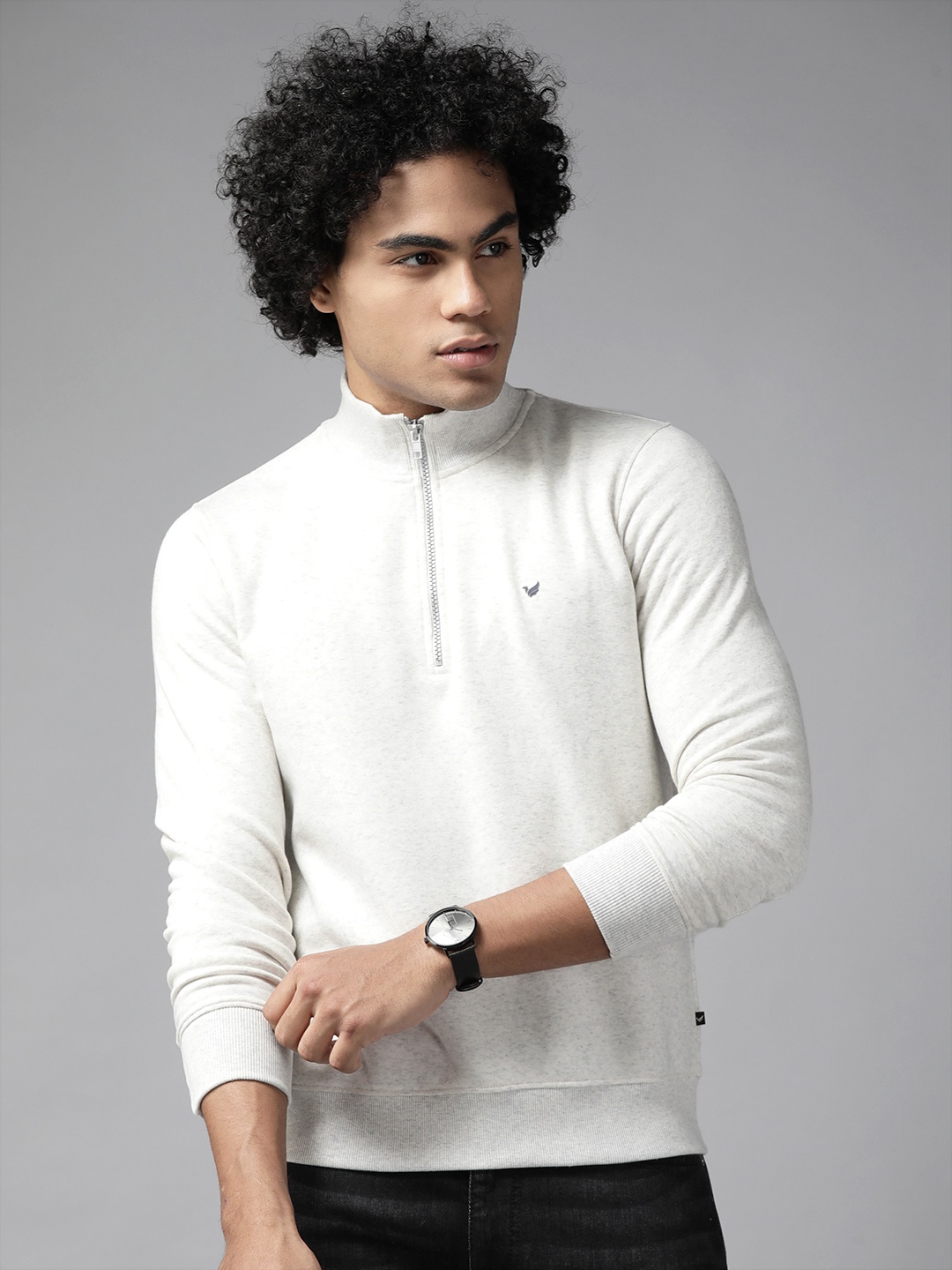 

Blackberrys Men White Melange Effect Sweatshirt