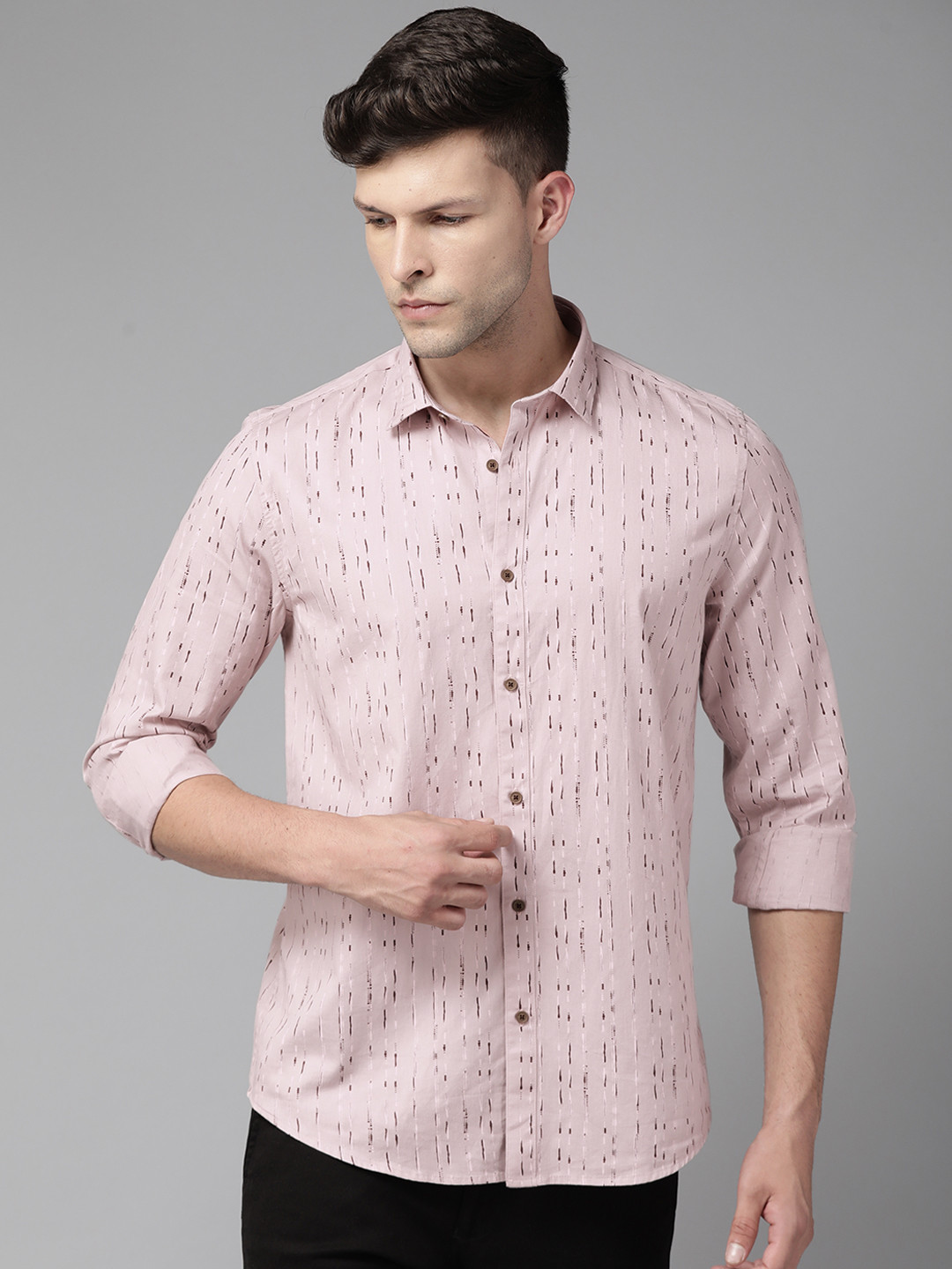 

Blackberrys Men Pink Slim Fit Printed Casual Shirt