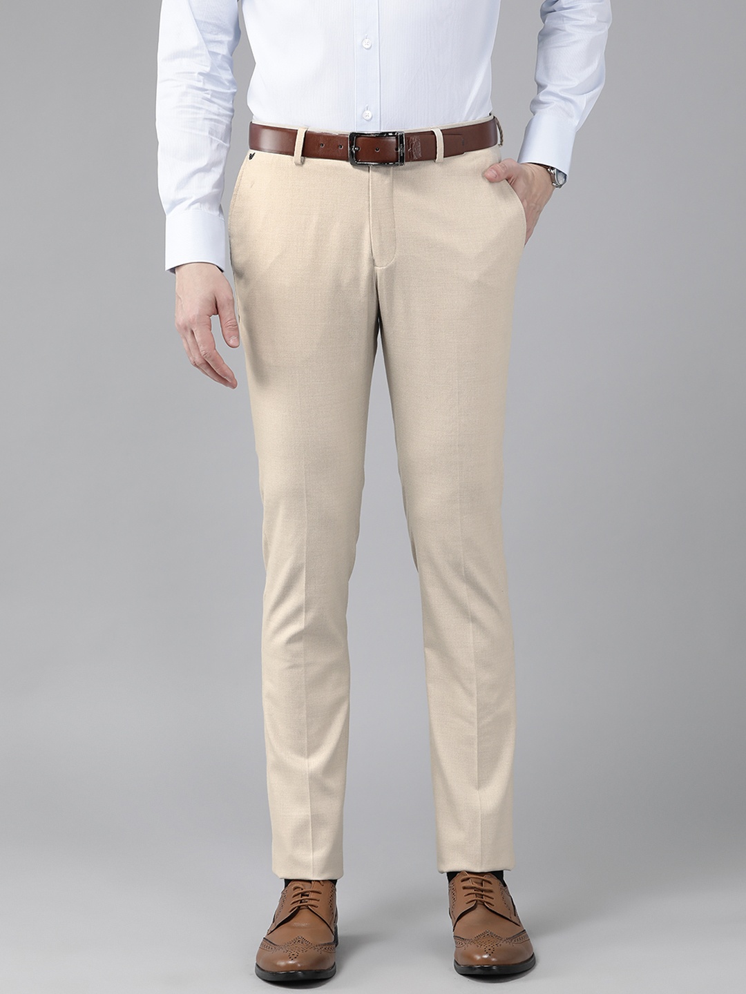 

Blackberrys Men Cream-Coloured Skinny Fit Trousers, Beige