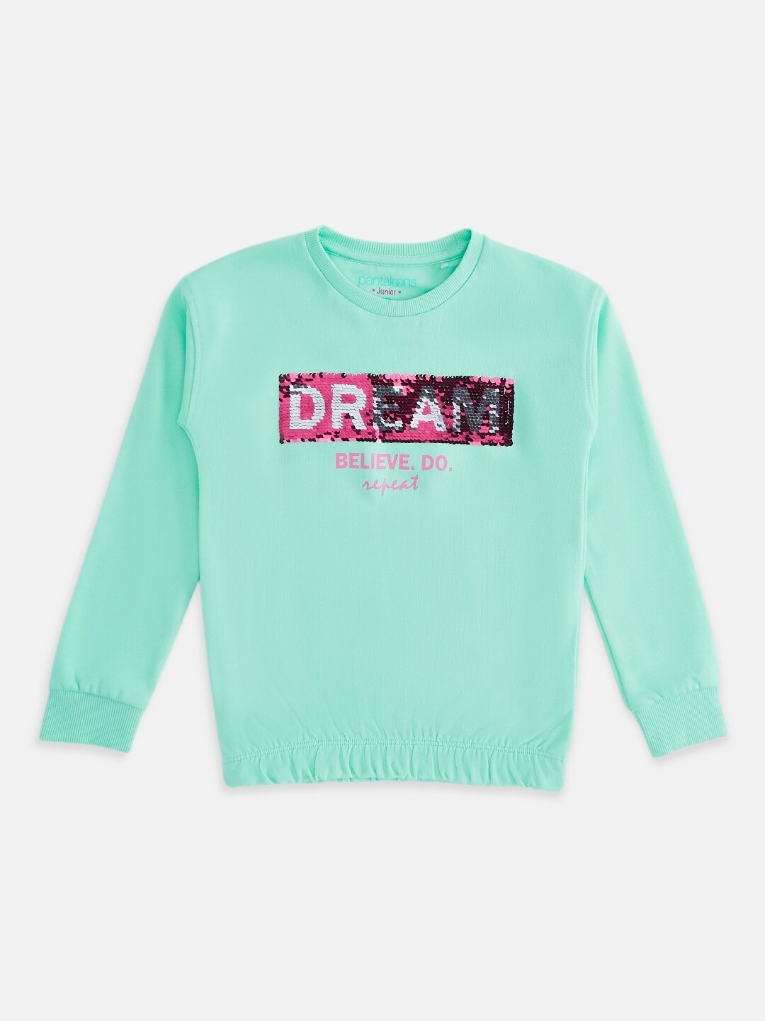 

Pantaloons Junior Girls Green Typography Printed T-shirt