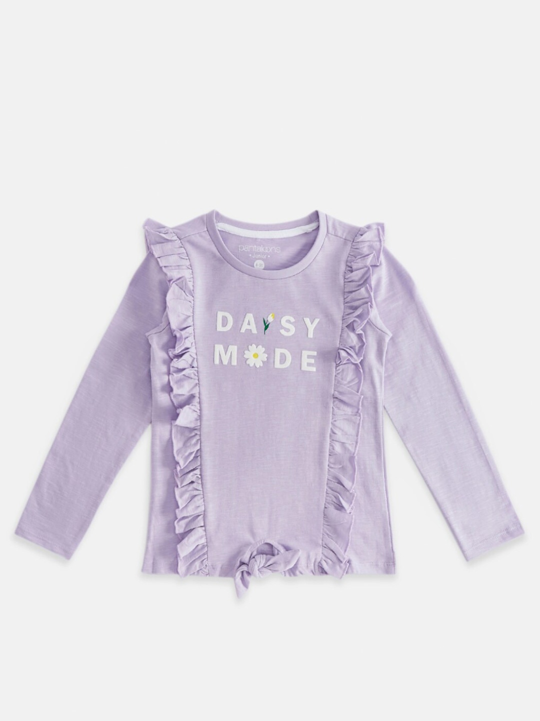 

Pantaloons Junior Girls Lavender Typography Printed T-shirt