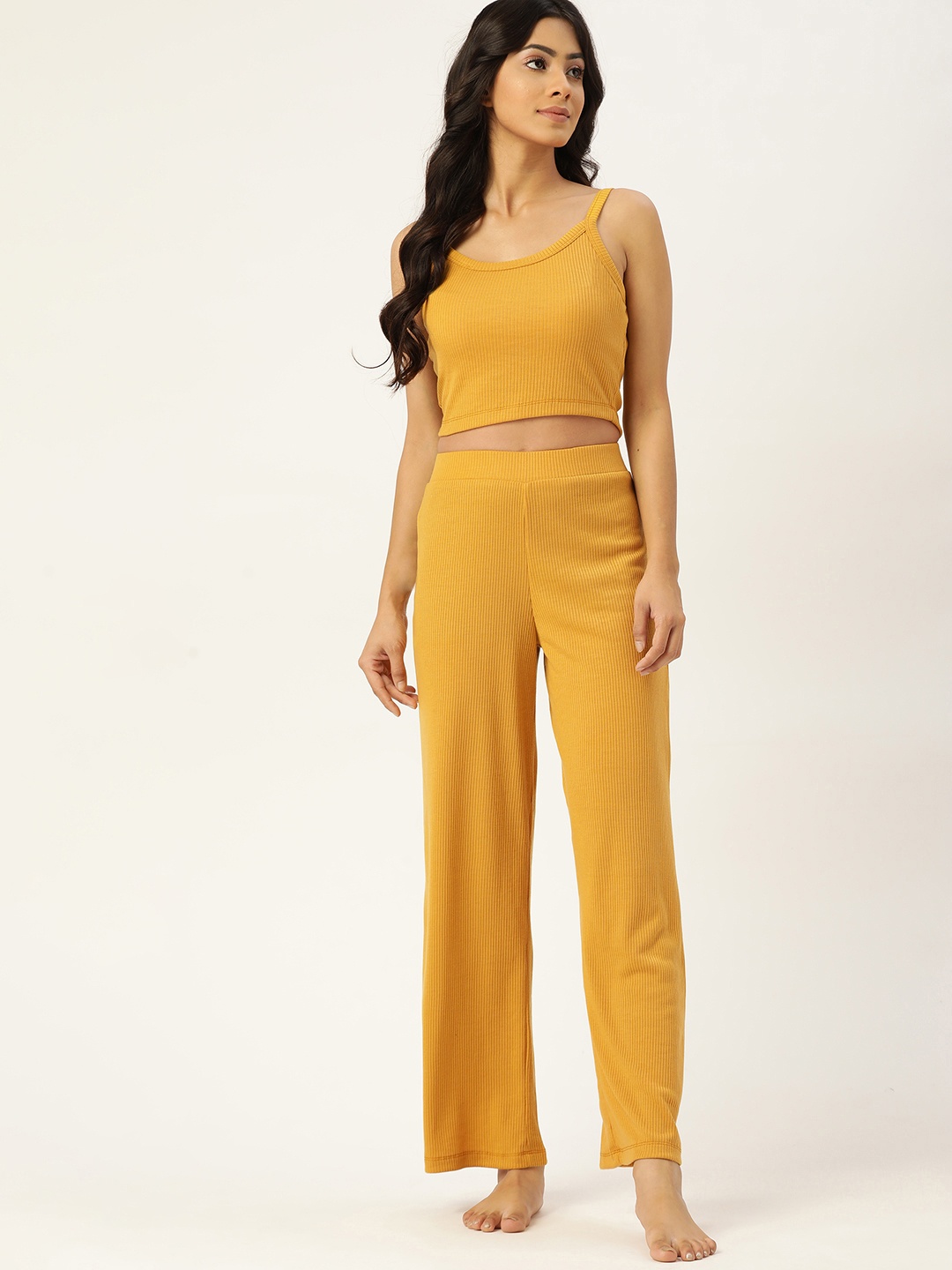 

ETC Women Mustard Yellow Pure Cotton Night suit