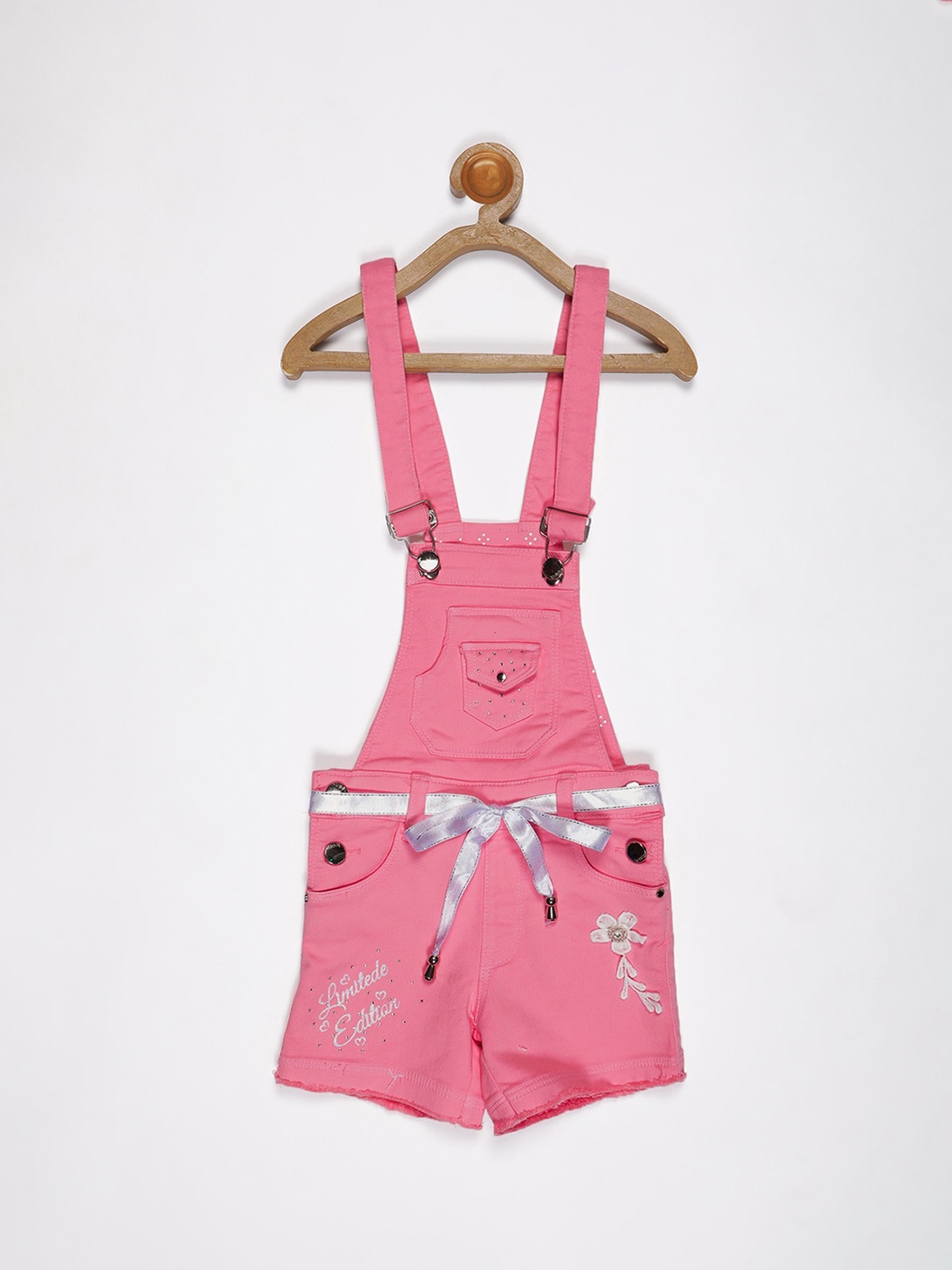 

V2 Value & Variety Girls Pink Embroidered Dungarees