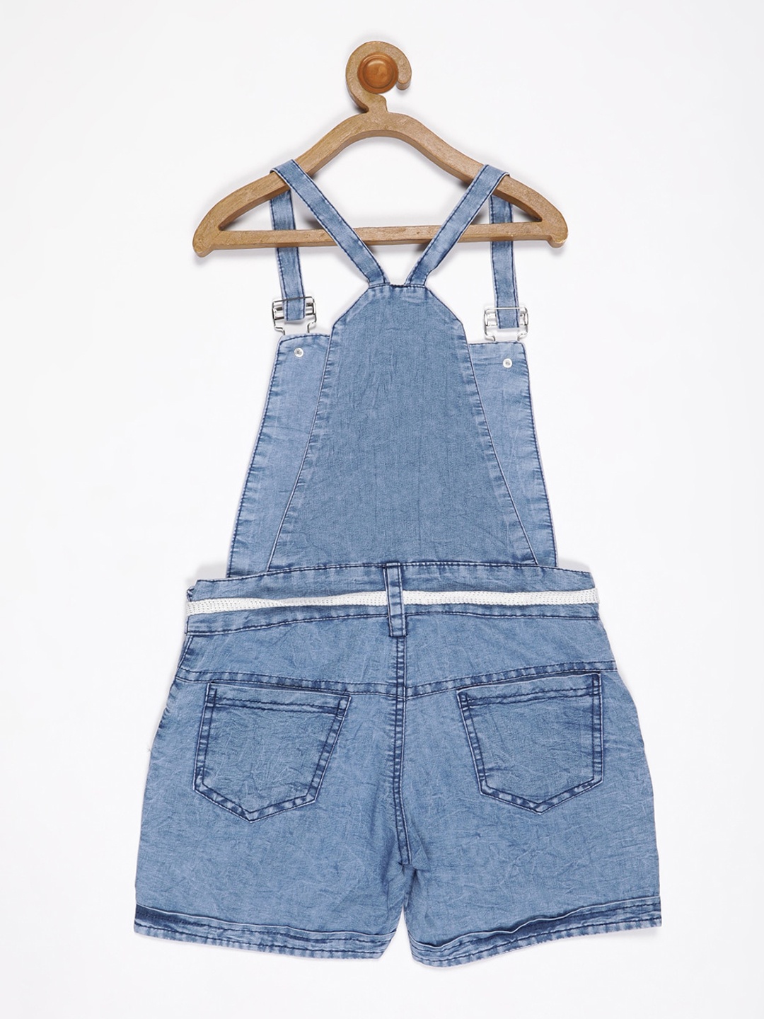 

V2 Value & Variety Kids-Girls Blue Solid Cotton Dungaree