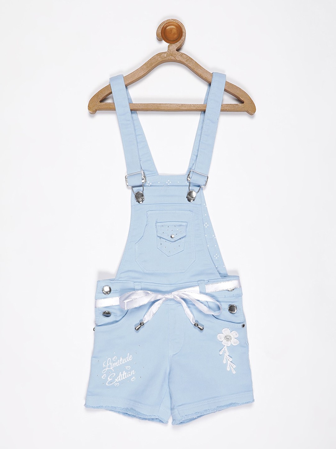 

V2 Value & Variety Girls Blue Solid Cotton Dungarees