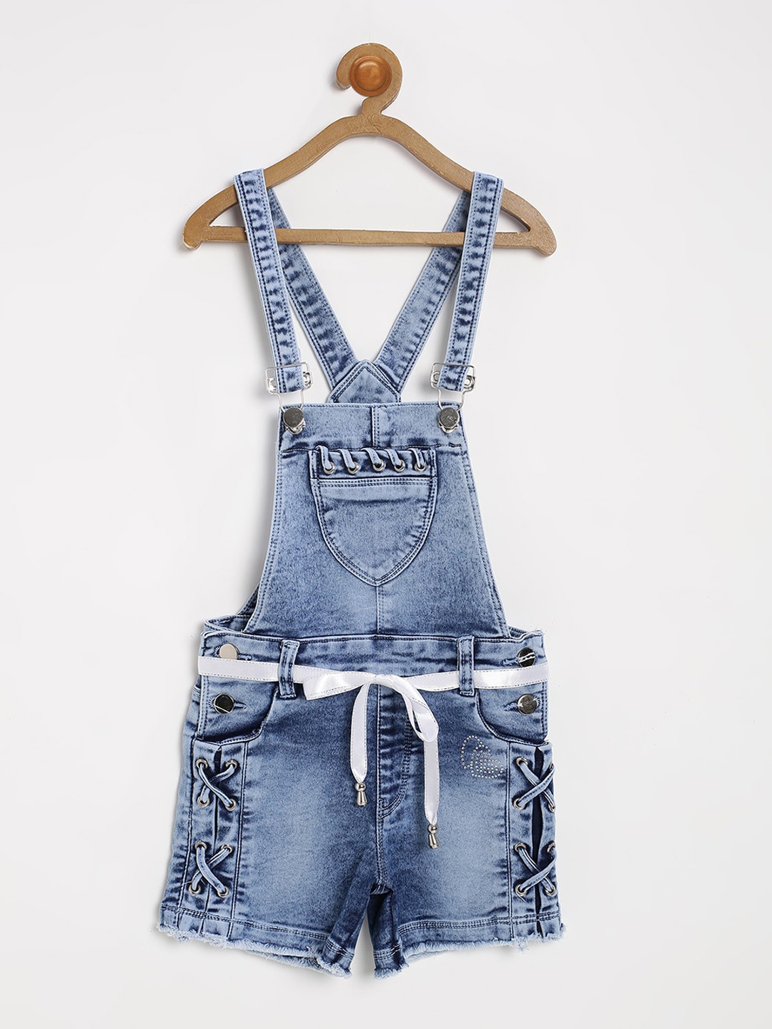 

V2 Value & Variety Girls Blue Solid Cotton Dungarees
