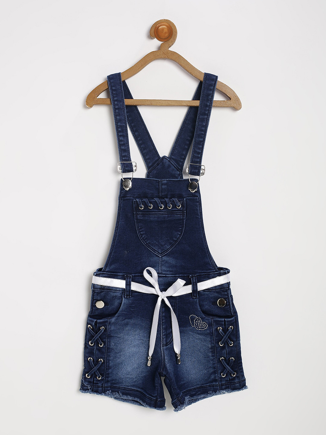 

V2 Value & Variety Girls Blue Self-Design Cotton Dungarees