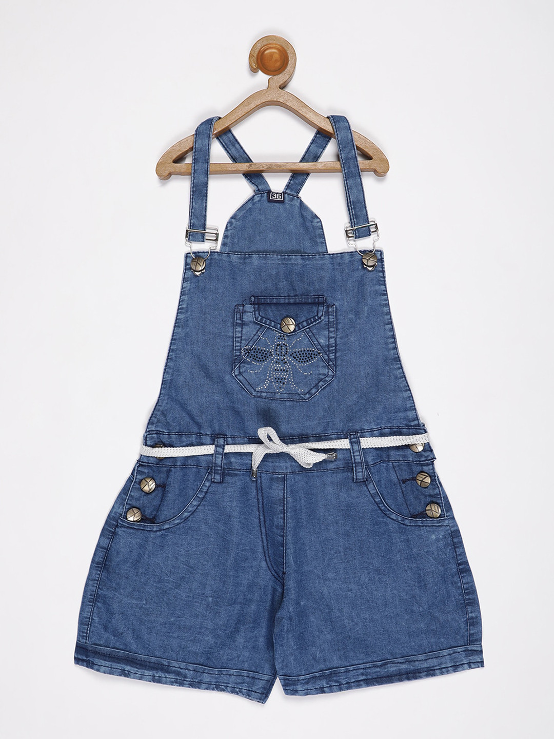 

V2 Value & Variety Girls Blue Solid Cotton Dungarees