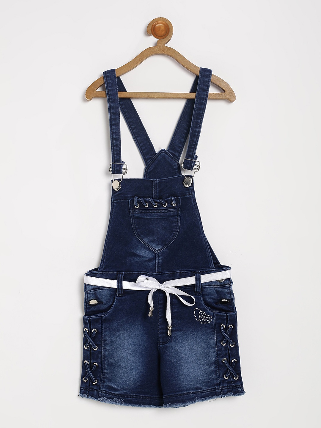 

V2 Value & Variety Girls Navy Blue Solid Cotton Dungarees