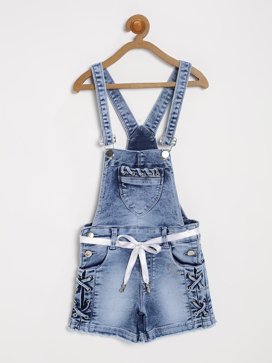 

V2 Value & Variety Girls Blue Solid Denim Cotton Dungarees