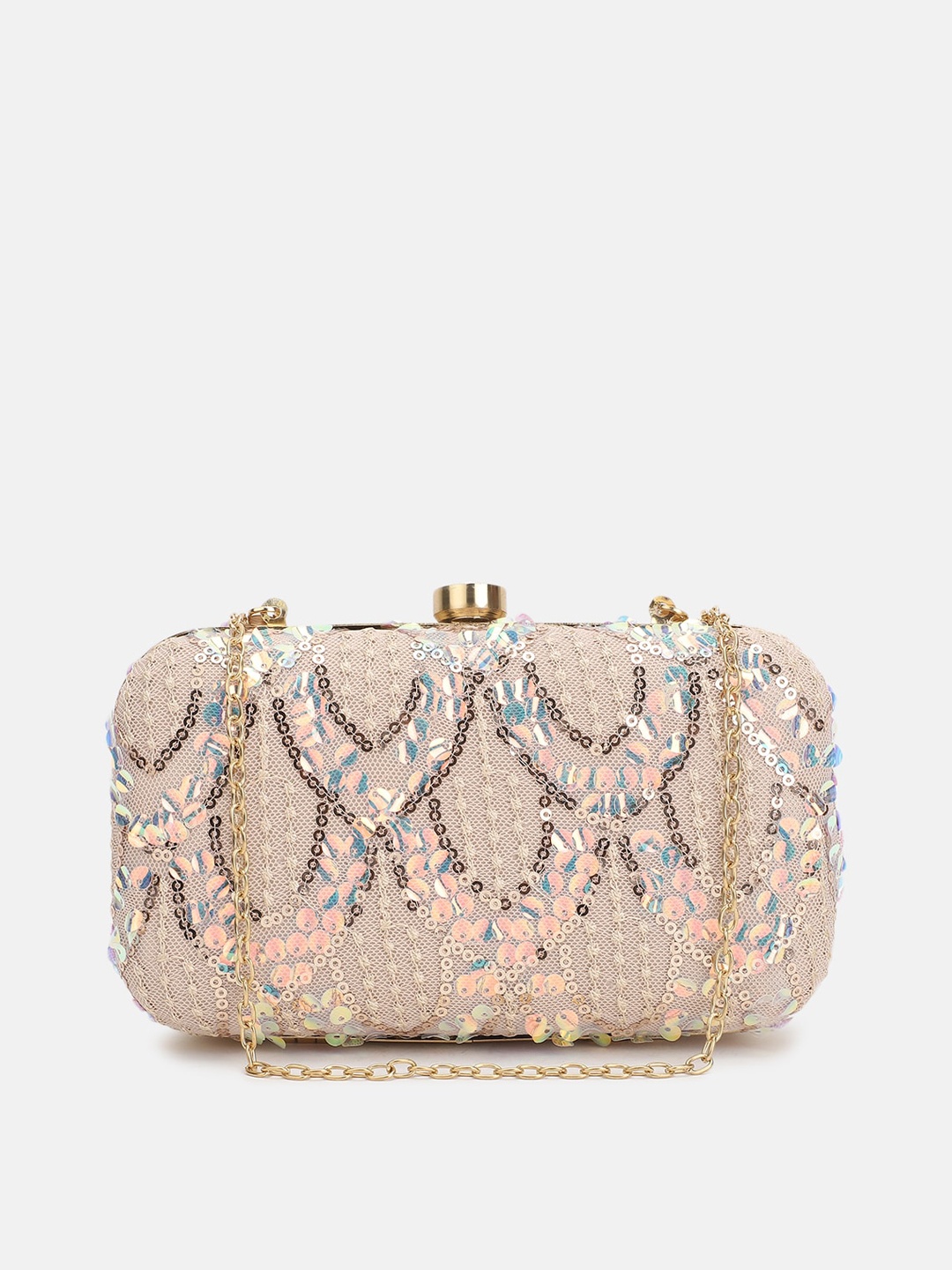 

FABBHUE Women Beige Box Clutch