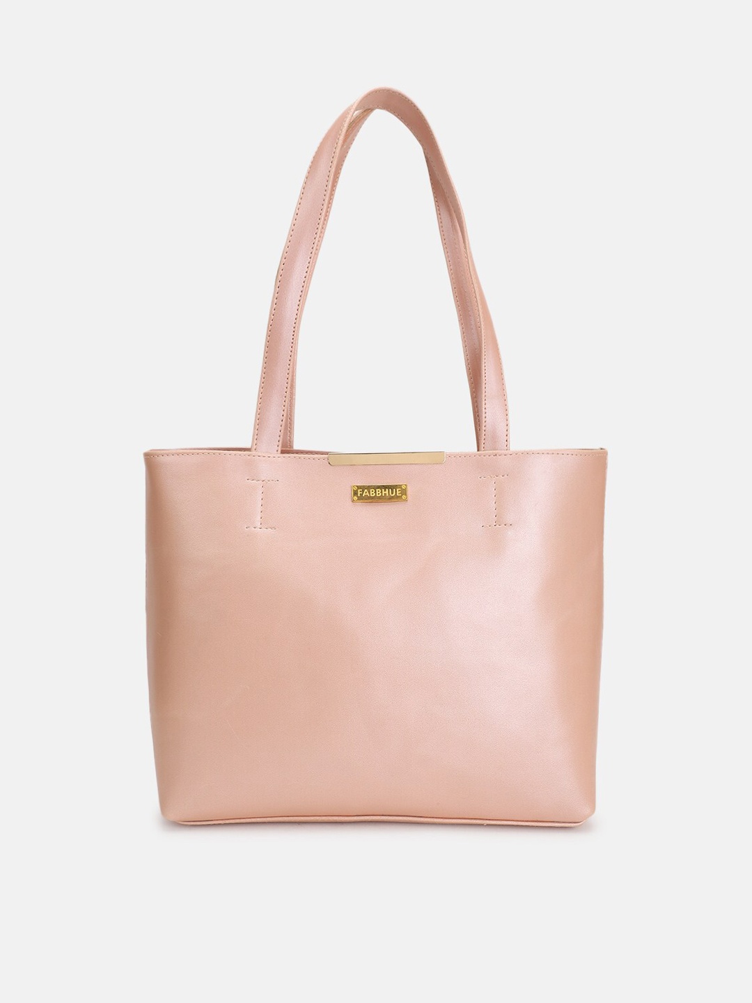 

FABBHUE Peach-Coloured Structured Shoulder Bag