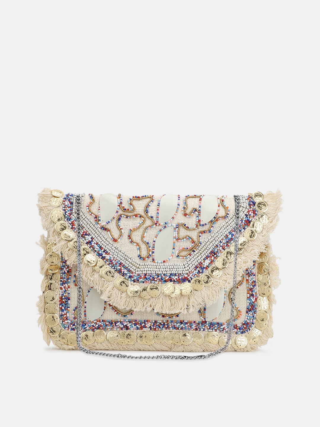 

FABBHUE Women Off White Cotton Clutches
