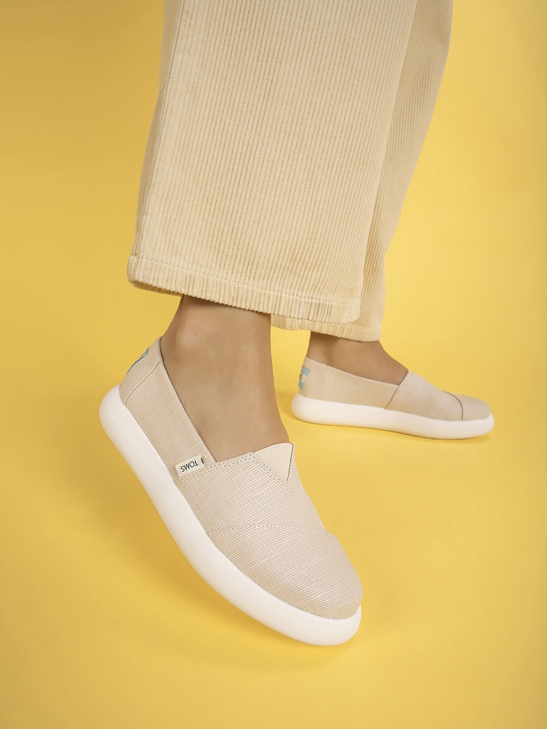 

TOMS Women Beige Alpargata Mallow Heritage Canvas Slip-On Sneakers