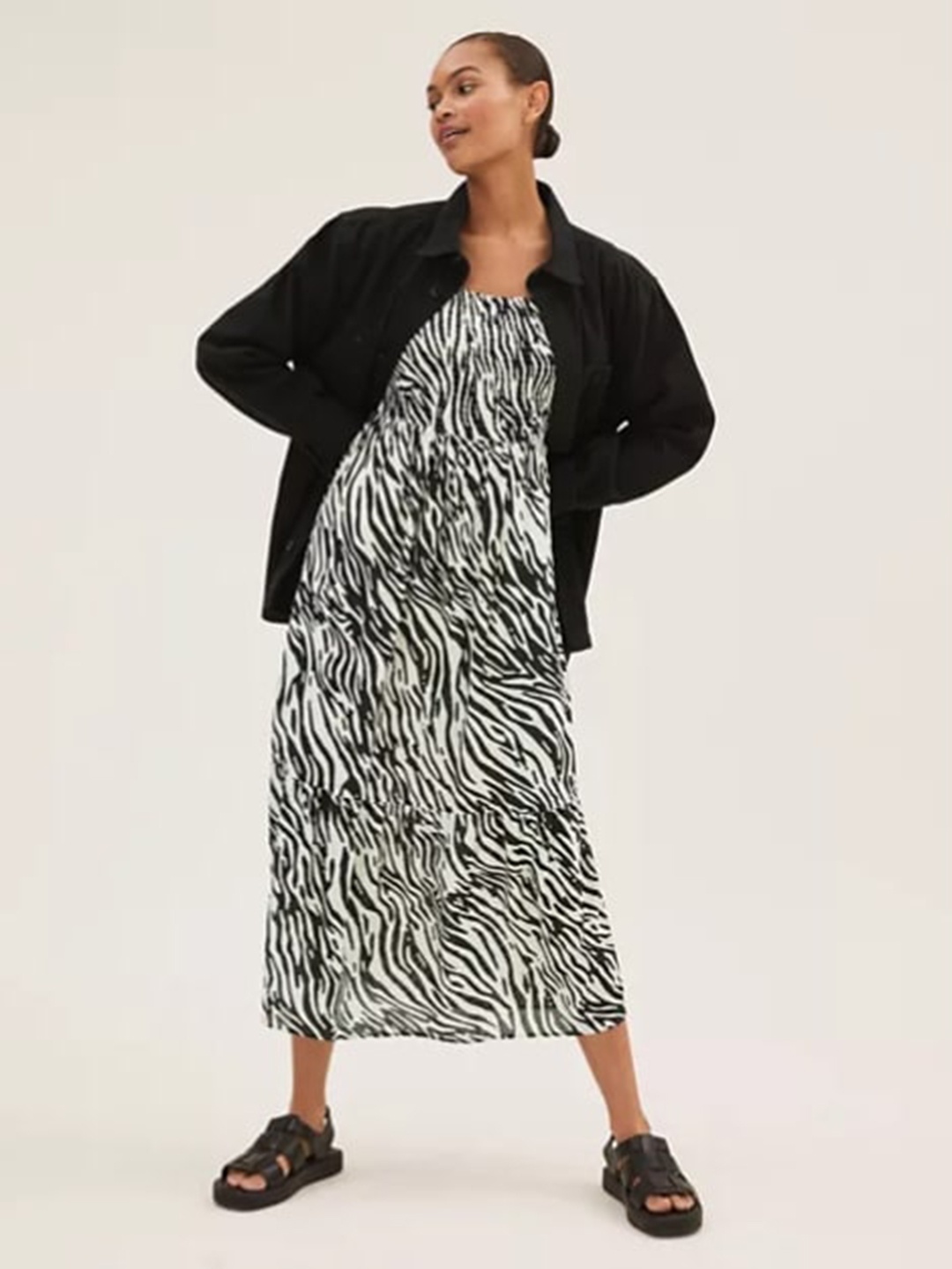 

Marks & Spencer Black & White Maxi Dress