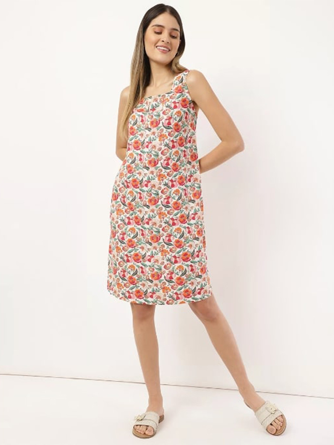 

Marks & Spencer Cream-Coloured Floral Linen Maxi Dress