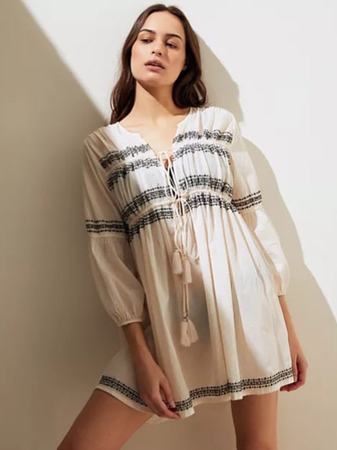 

Marks & Spencer Off White Floral A-Line Mini Dress