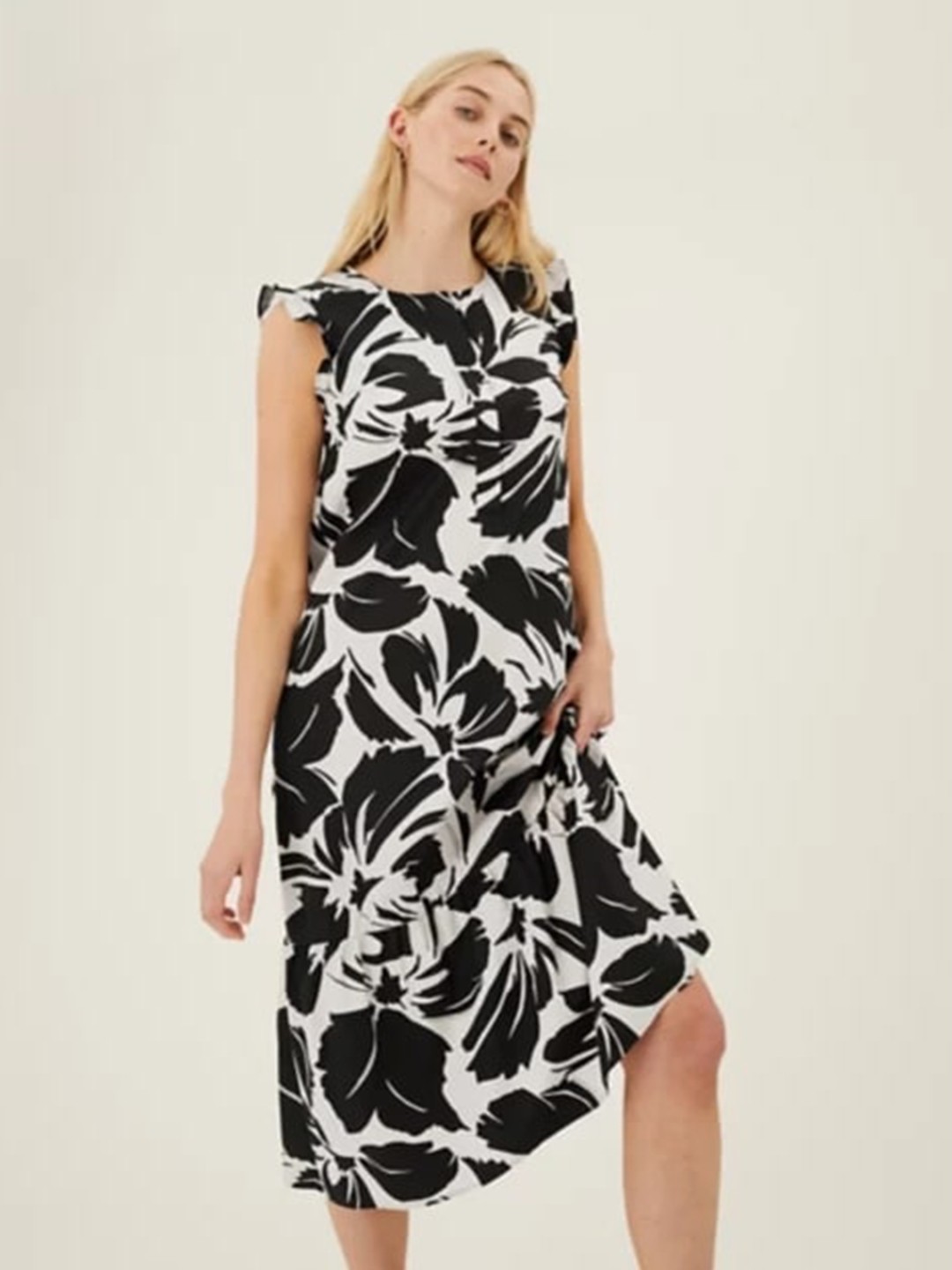 

Marks & Spencer Black Animal Pure Cotton Maxi Dress