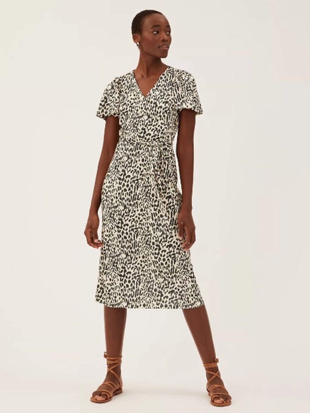 

Marks & Spencer Brown Animal Print V Neck Maxi Dress