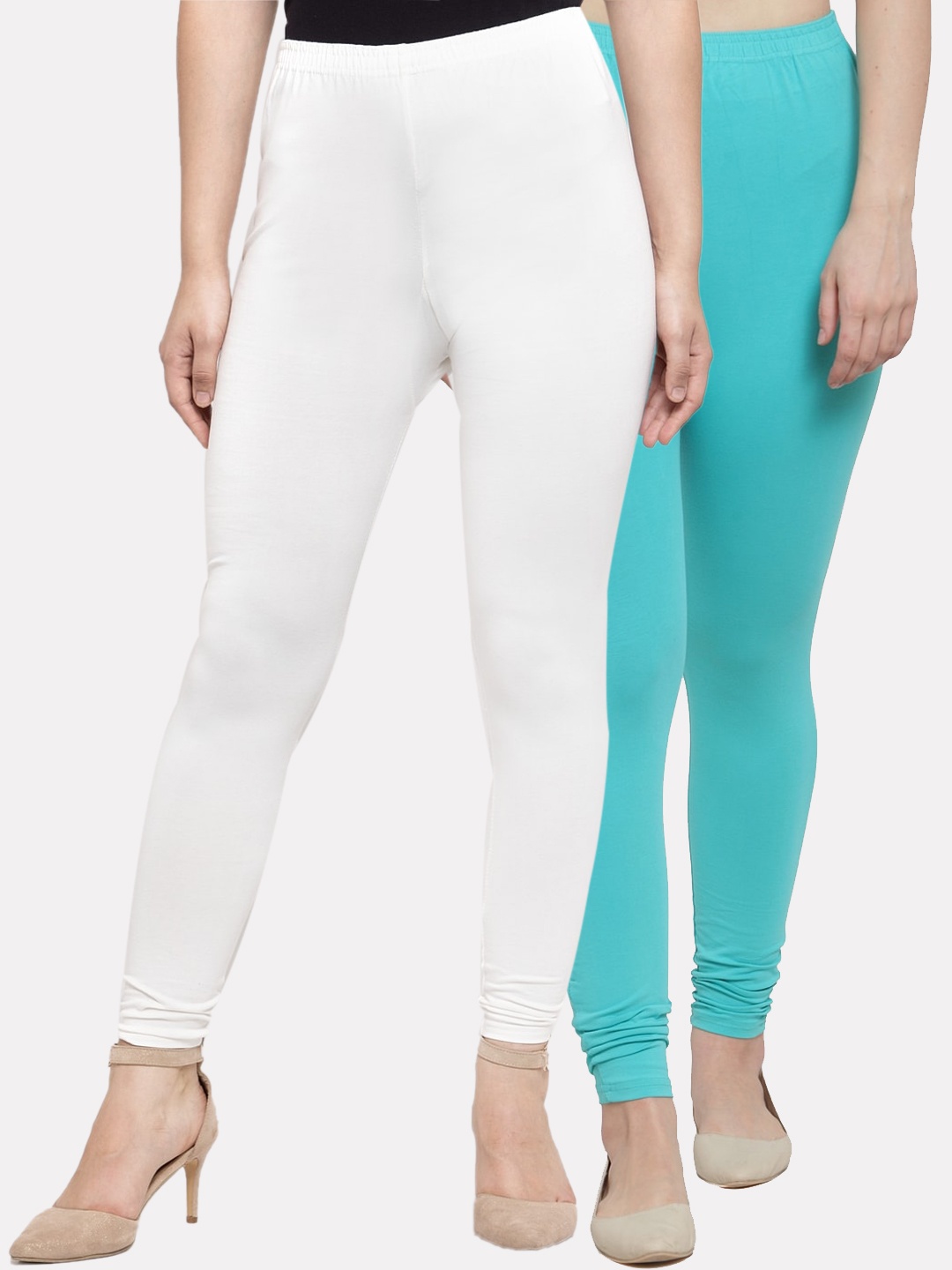 

GRACIT Women Pack Of 2 Solid Ankle Length Leggings, White