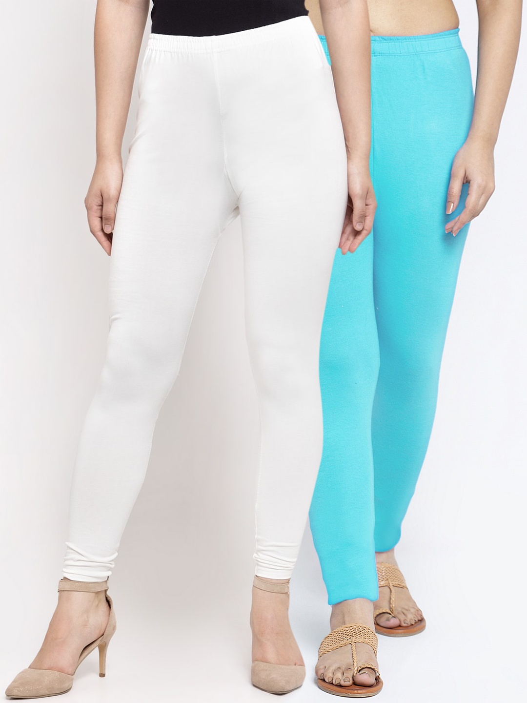 

GRACIT Women Pack Of 2 Solid Ankle-Length Leggings, White