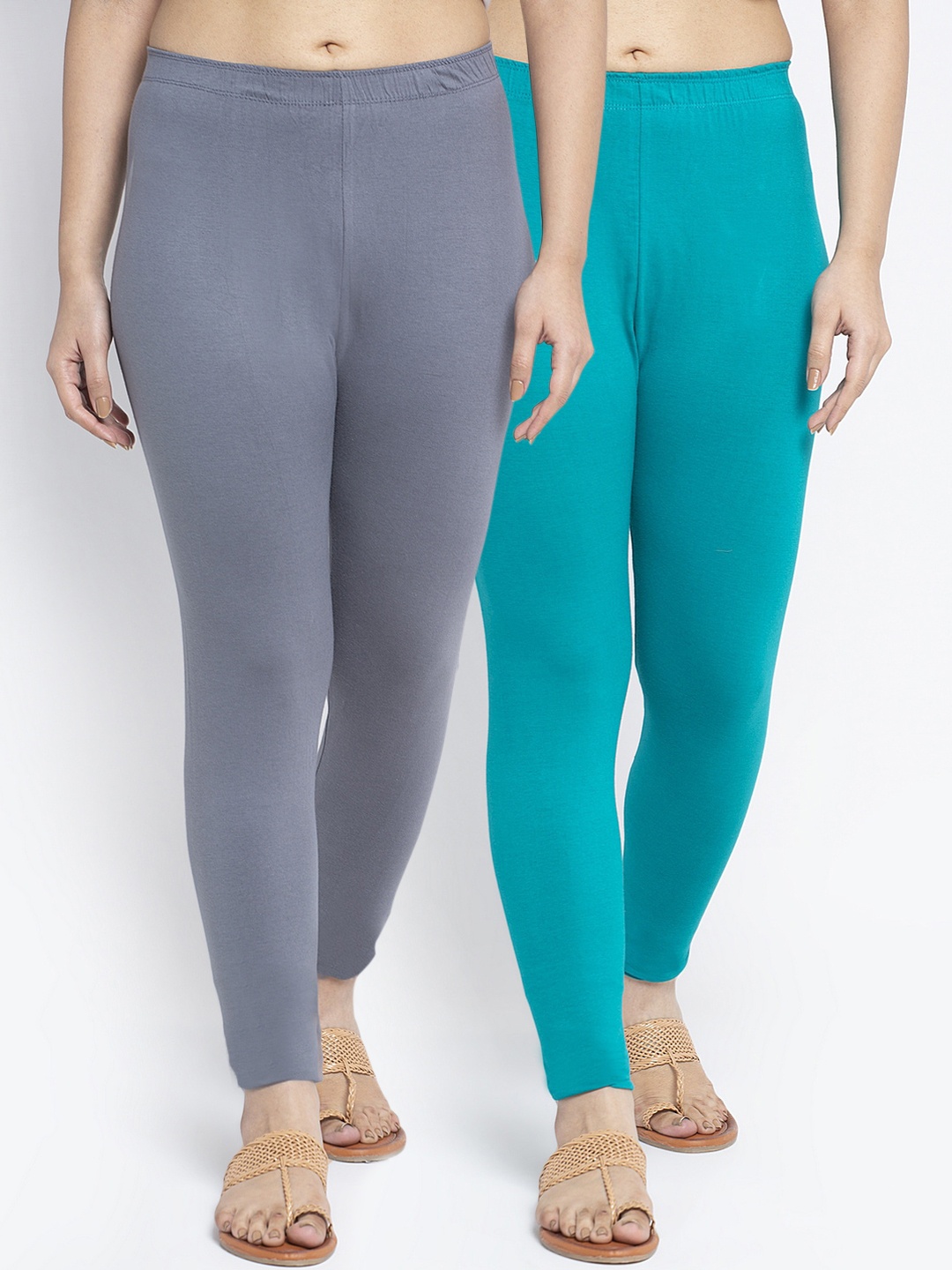 

GRACIT Women Pack of 2 Solid combo Cotton Lycra Legging, Grey